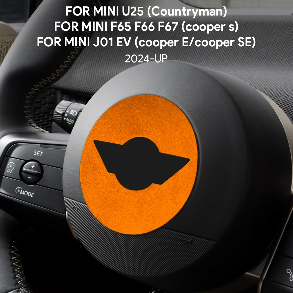 for MINI Countryman U25 F65 F66 F67 Electric Cooper S E SE J01 EV J05 Aceman 24-25 Italian Premium Suede Steering Wheel Sticker