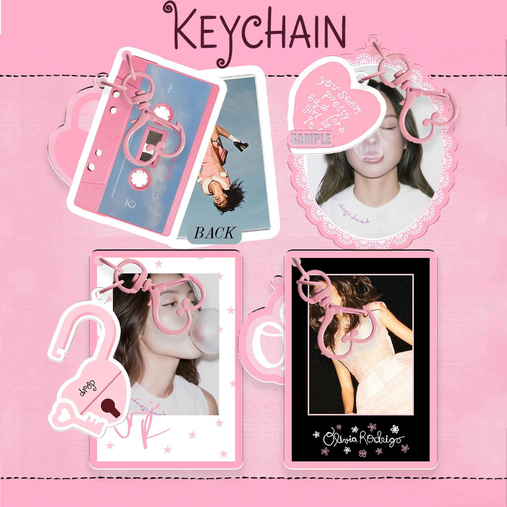 Anime Merchandise Keychains - โอลิเวีย โรดริโก นักร้องเพลงป๊อป, สินค้าจากอัลบั้ม, พวงกุญแจอะคริลิก, ของขวัญชิ้นเล็กน่ารักและประณีต,