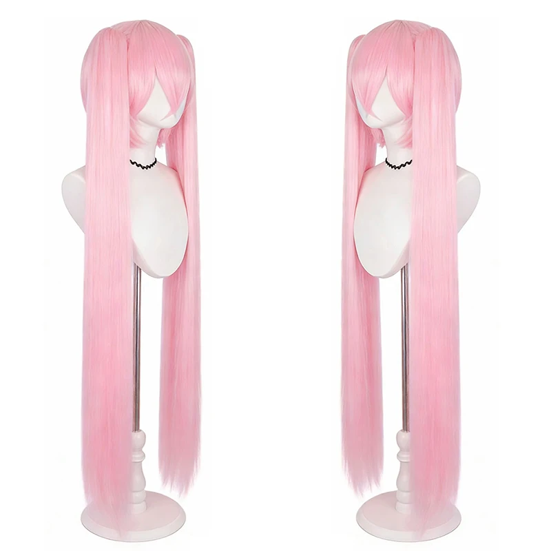 Perruque synthétique Anime Miku Cosplay, 120 cm, double queue de cheval détachable, adaptée aux femmes, pour la vie quotidienne, les fêtes, les jeux de rôle, résistante à la chaleur