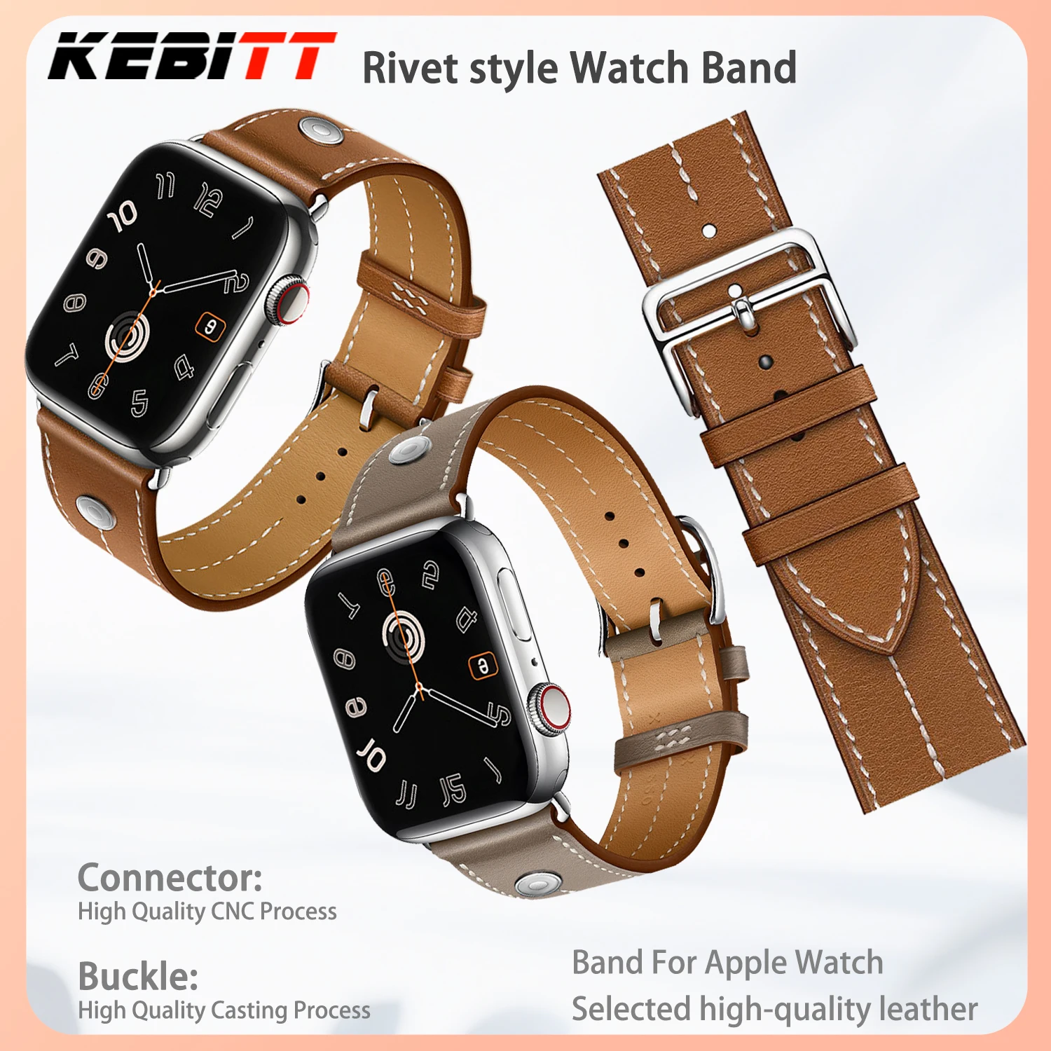 

Kebitt For Apple Watch 10 9 8 7 6 Se 5 Iwatch Ultra 2 Strap High Quality Barenia Or Swift Leather Single Tour Band 46MM 42mm