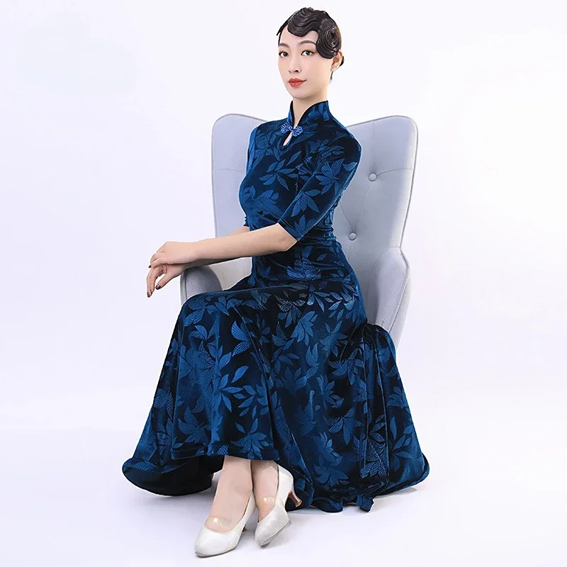 Ballroom Dance Dress Cheongsam Exercise Clothes Flamenco Dancing Skirt Waltz Tango Foxtrot Ballroom Dress Competition Dress