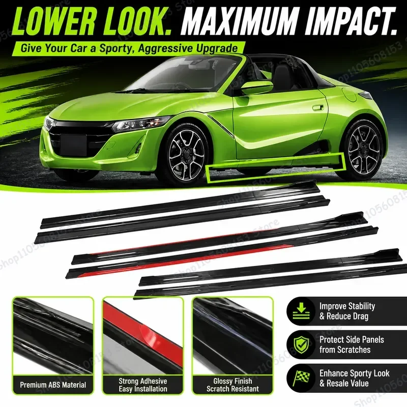 For Honda S660 2M Side Skirt Extension Plate Lip Kit Bumper Add-on Racing Spoiler for Enhanced Aerodynamics and Styling