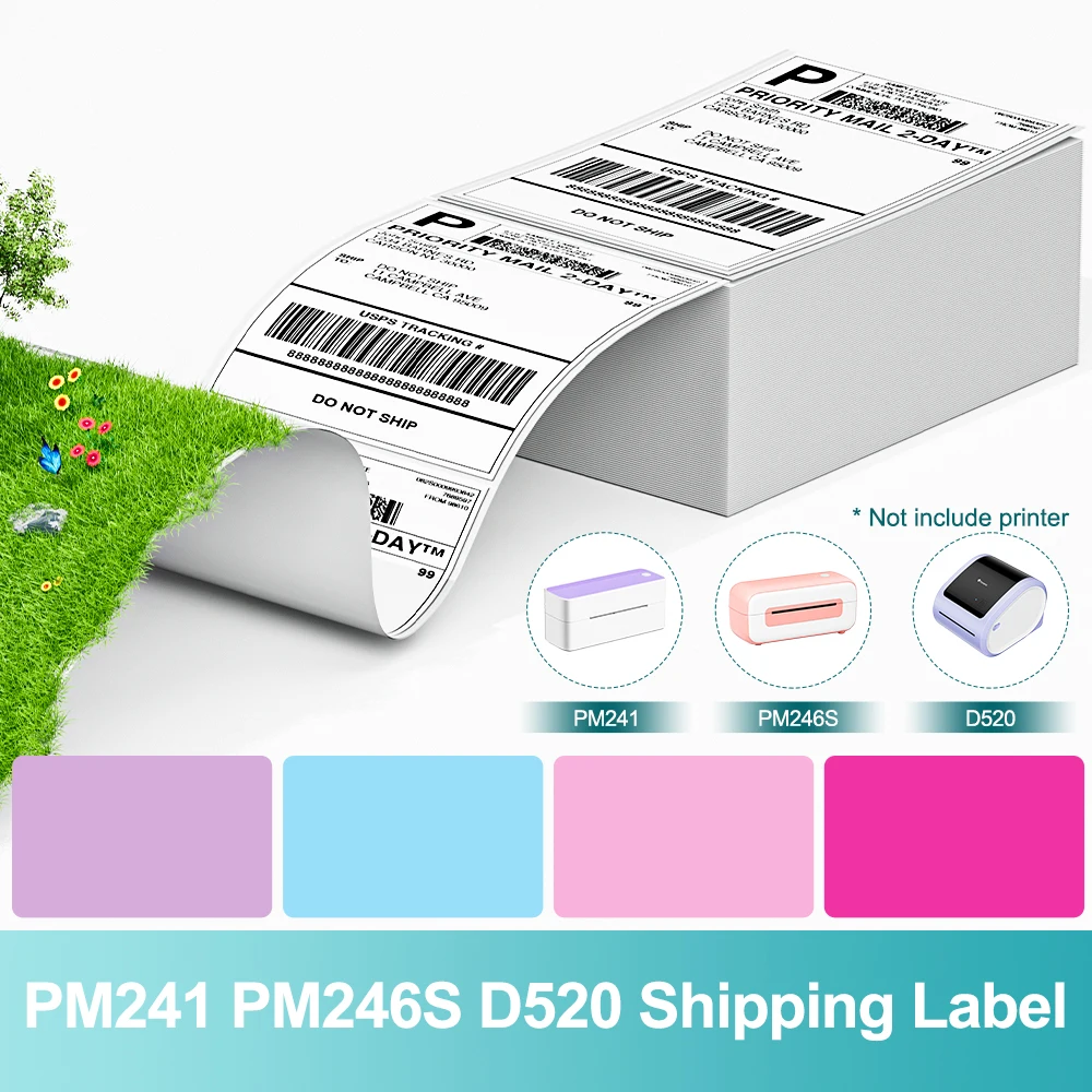 500 pcs Waybill Label A6 Size Shipping Label 4x6 Thermal Label Sticker for Phomemo PM-241BT D520BT 246S Printer Portable Labeler