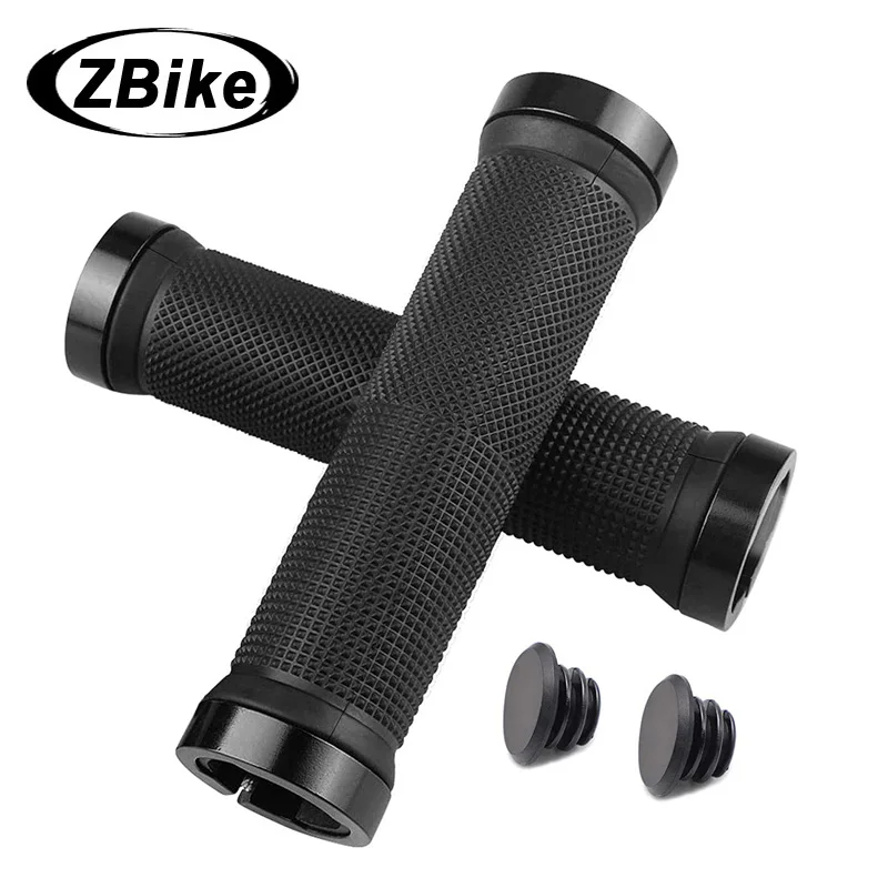 Bike Handlebar Grips Double Lock on Bicycle Handle Bar Rubber Hand Grip Suitable For Folding Bike BMX MTB Beach Cruiser Scooter