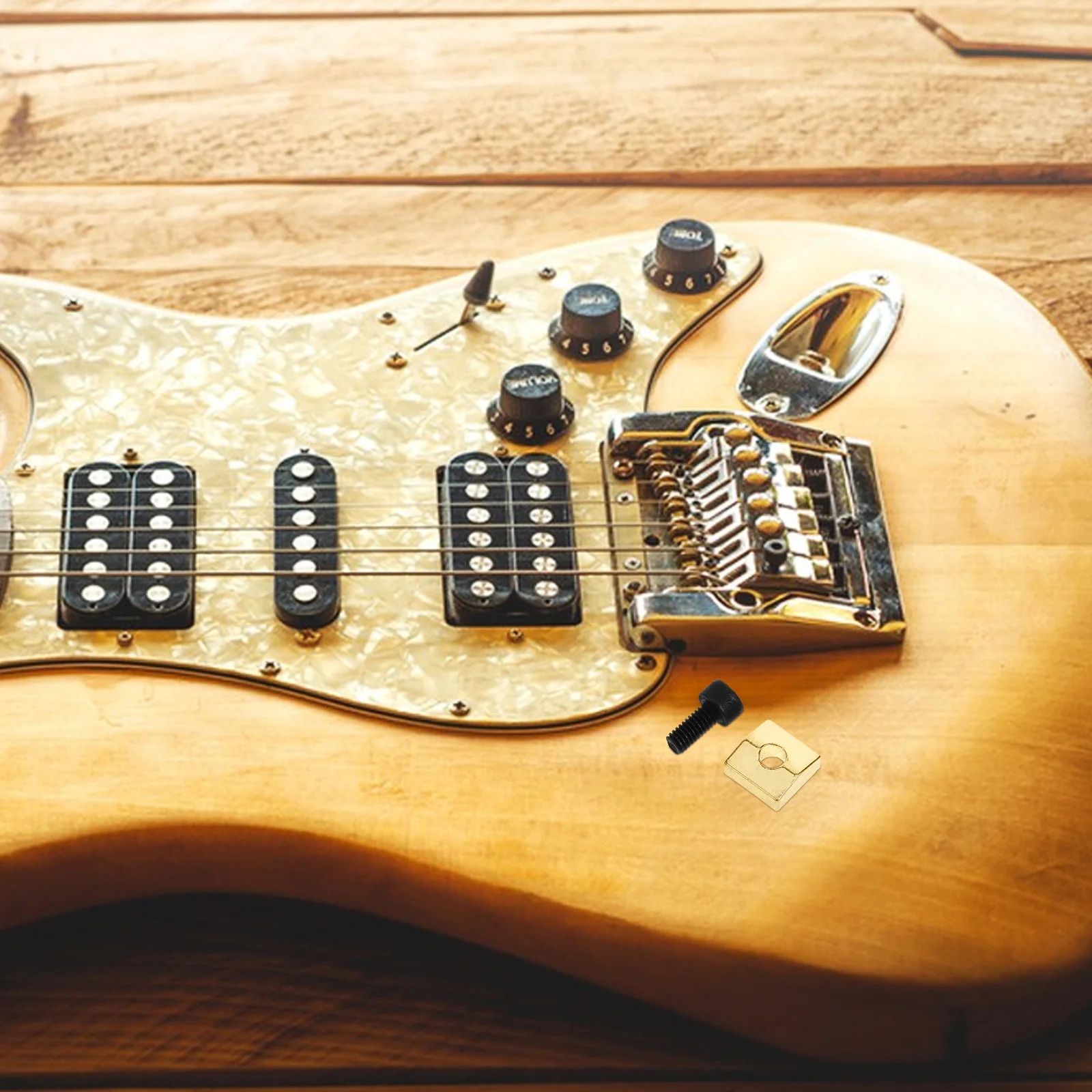 

1Set Electric Guitar Zinc Alloy String Retainer Press String Buckle Stable Durable Guitar Parts Musical Instrument Accessory