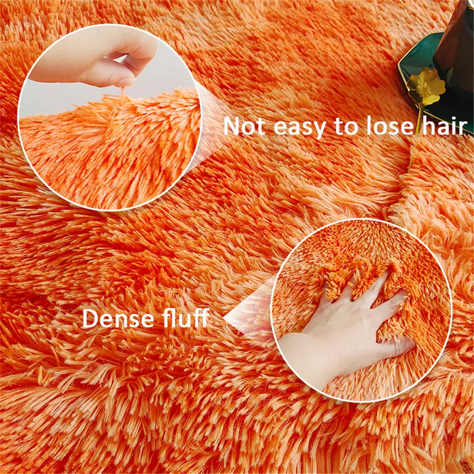 Shaggy Rugs Living Room Large Orange Gradient Plush Soft Carpet Cute Rug For Bedroom Fluffy Mat For Children Size Custom Carpet