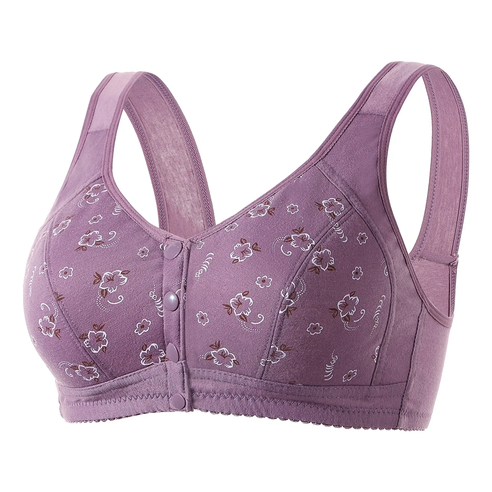 Women Sexy Lace Front Button Shaping Cup Adjustable Shoulder Strap Large Size Bra Thin Bras for Women Non Padded Sports Bra