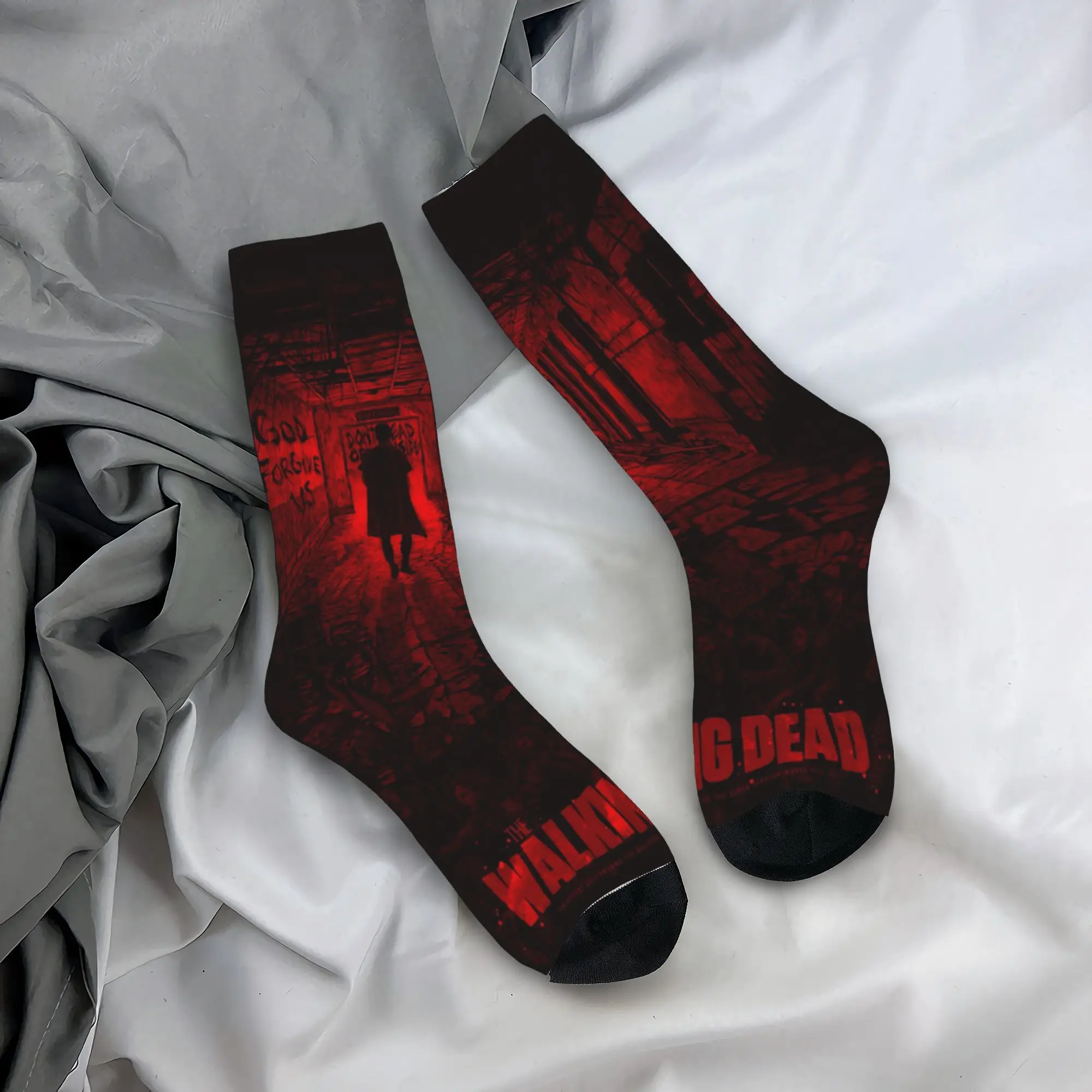 Harajuku The Walking Dead Horror Movie Stockings Basketball Socks Zombie Daryl Polyester Middle Tube Sock Unisex Sweat Absorbing