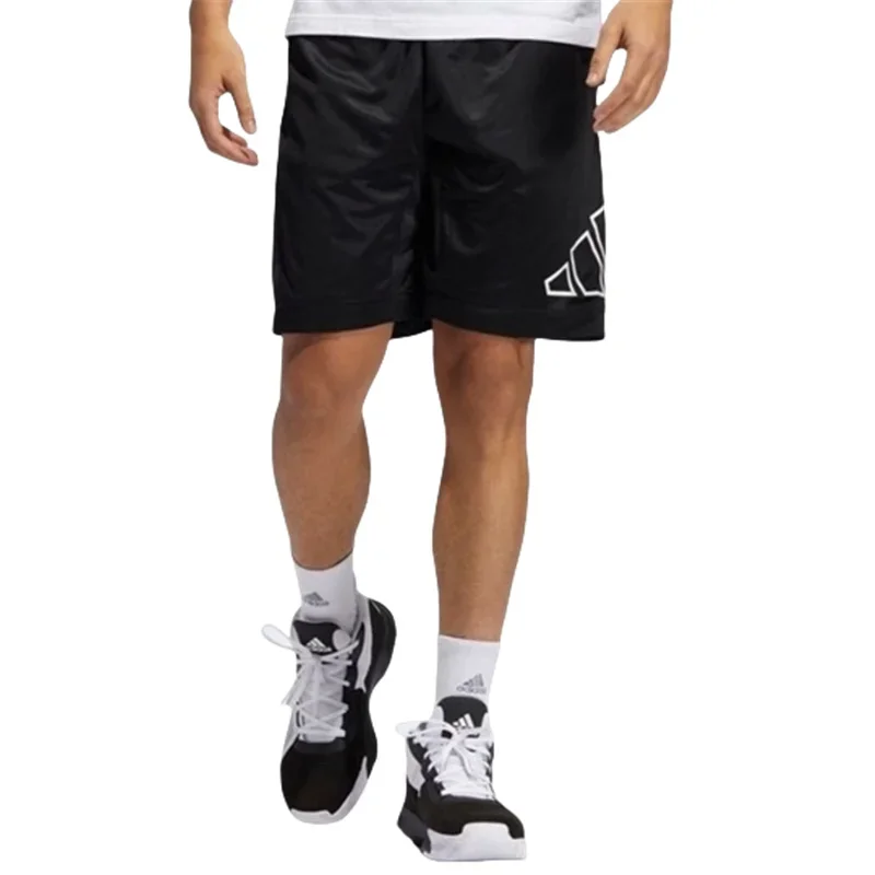 

Adidas Большой логотип Короткие черные однотонные летние спортивные беговые тренировочные «Свободные» Уютные спортивные баскетбольные брюки Мужские GT3018
