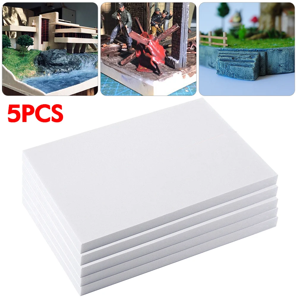 

5Pcs White Foam Board DIY Model Material Diorama Base Hobby Foam Slab Foam Bricks Sheet Plate Model Hobby Building Kit 30x20x2cm