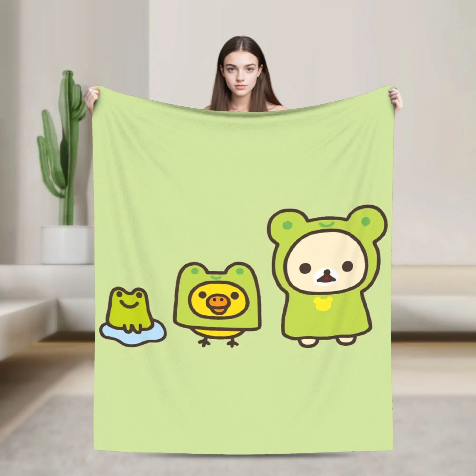 R-Rilakkumas Cartoo Blanket Multi-size Warm Cozy Fluffy  Throw Blankets for Sofa Couch and Bed