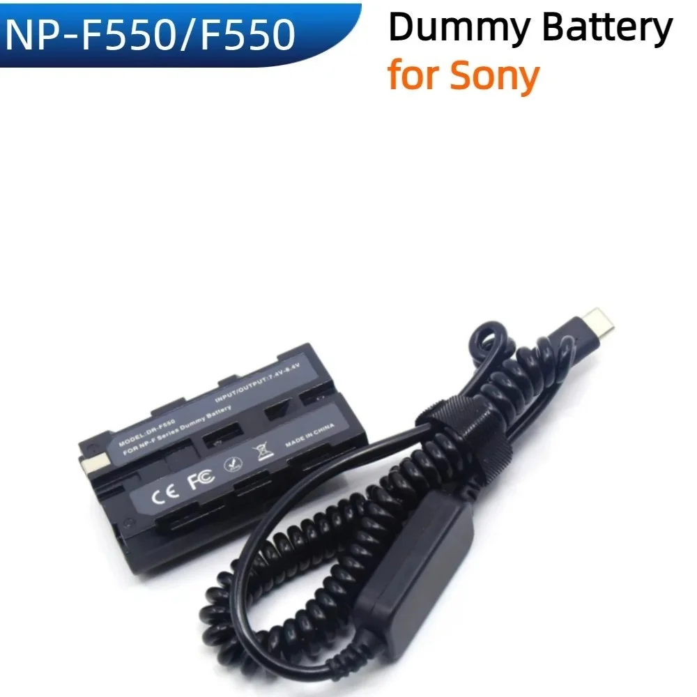 PD Type C NP-F550 Full Decoded Dummy Battery Replacement of NP-F570/F750/F950 Compatible with LED video light For Sony Camera