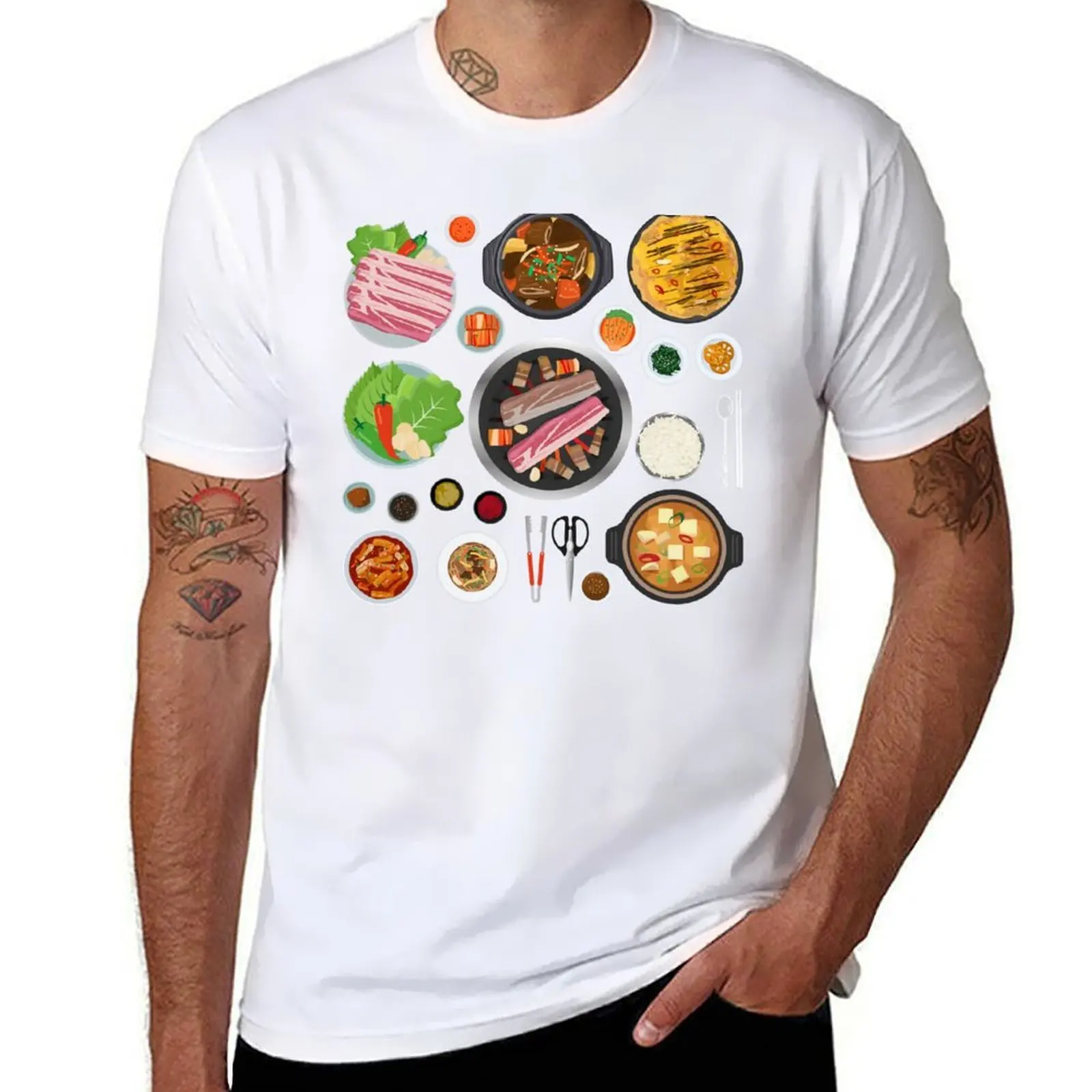 

Korean Meat Bbq Food Set T-Shirt t shirts cotton 100% funny t shirts dark humor T-Shirt