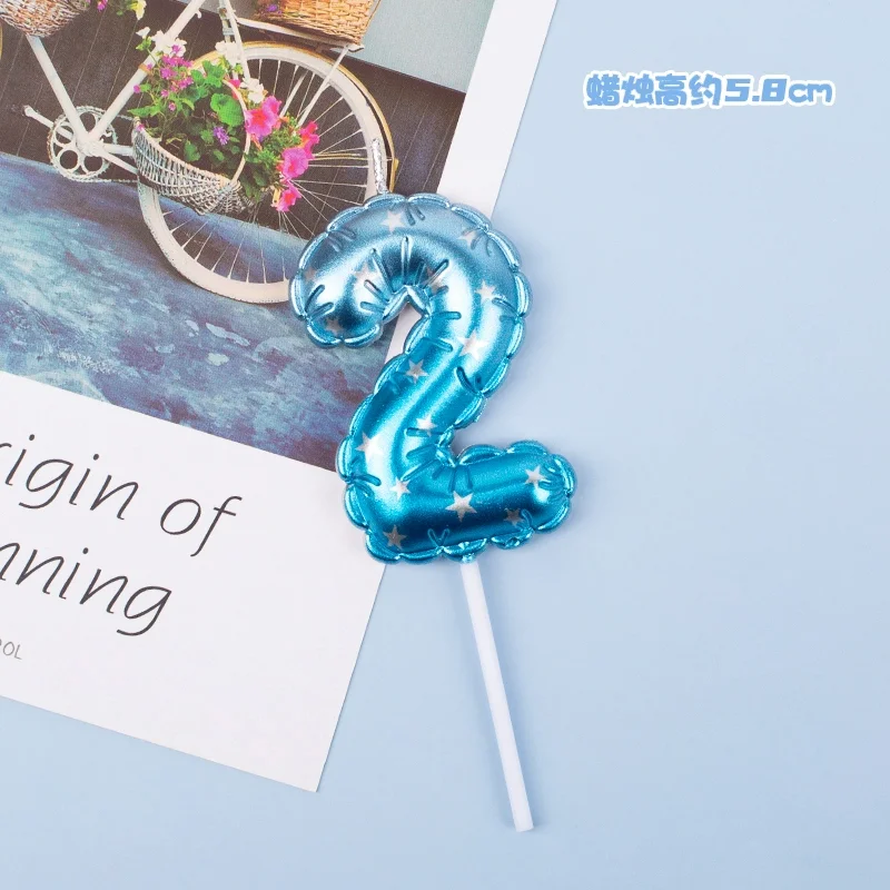 1Pcs Blue Happy Birthday Number Cake Candles 0 1 2 3 4 5 6 7 8 9 Cake Topper Kids Girls Boys Bar Baby Party Supplies Decoration