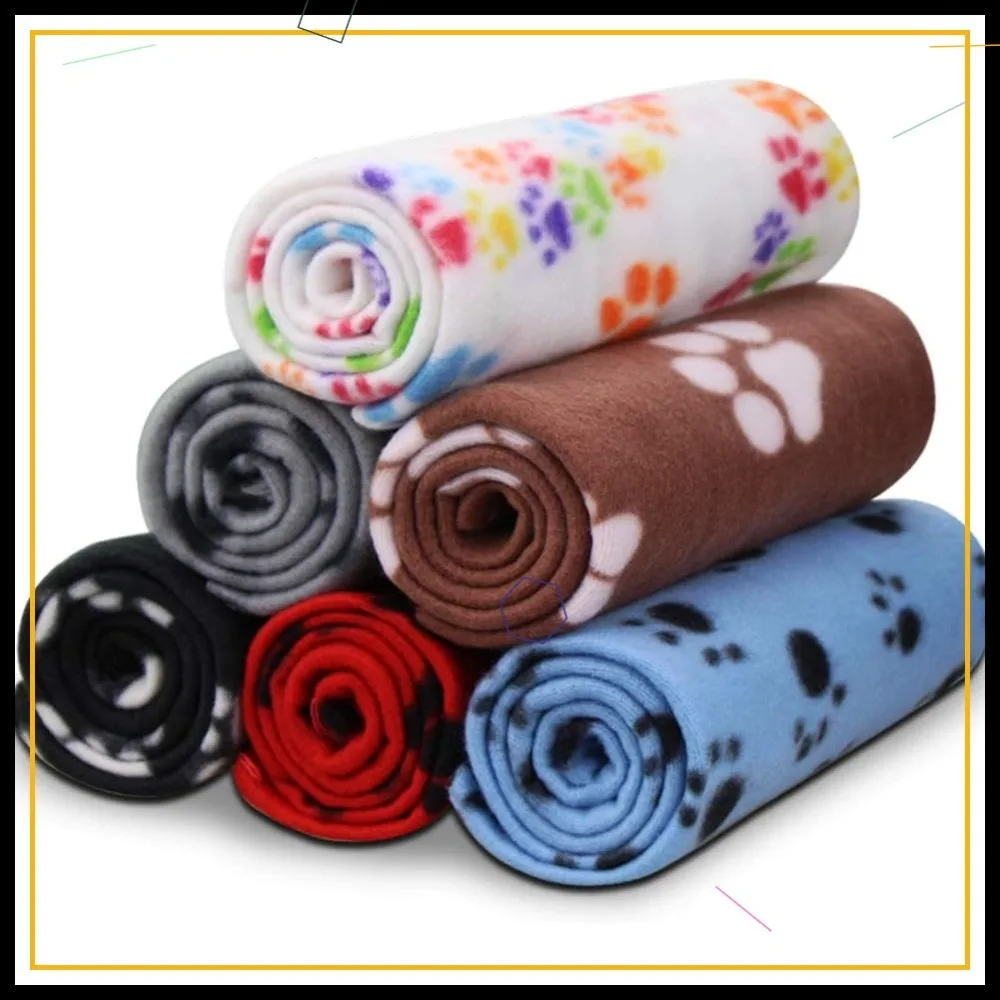 

Набор из 6 милых пледов с принтом лап для маленьких собак, щенков, кошек, котят - 24x28 дюймов