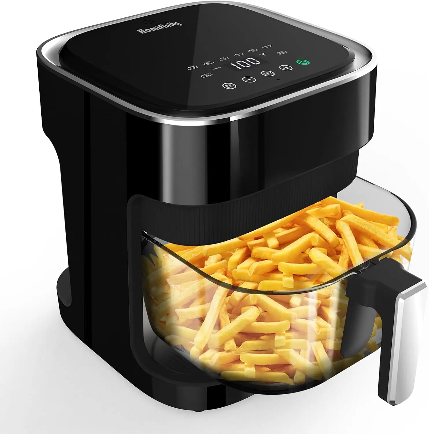 

Glass Air Fryer with 8-in-1 Preset Cook Modes, 4.5 QT Transparent Viewing Pot, Non-Toxic, Dishwasher Safe, 97% Less Oil