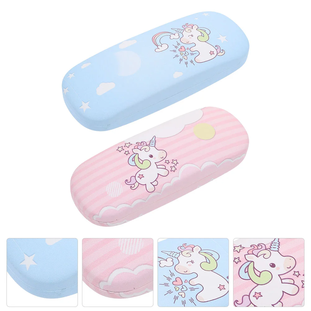 

2 Pcs Glasses Unicorn Case Eyeglass Travel Organizer Children Eyeglasses Literature and Cartoon Printing Girl