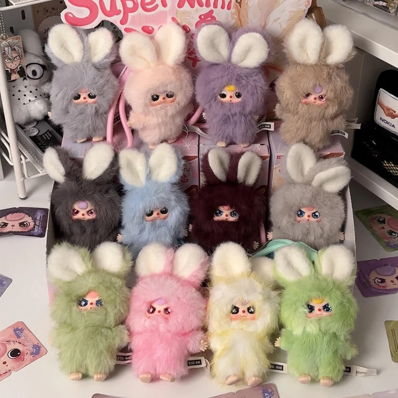 

Baby Three Super Mini Rabbit Series, плюшевая слепая коробка, милые модные фигурки кукол, коллекционный рождественский подарок, алфавит, загадочная подвеска, игрушки
