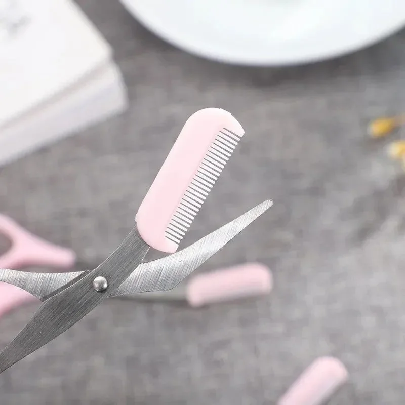 Stainless Steel Eyebrow Trimming Scissors with Comb Safe Makeup Tool for Precise Perfect Brows Shaping