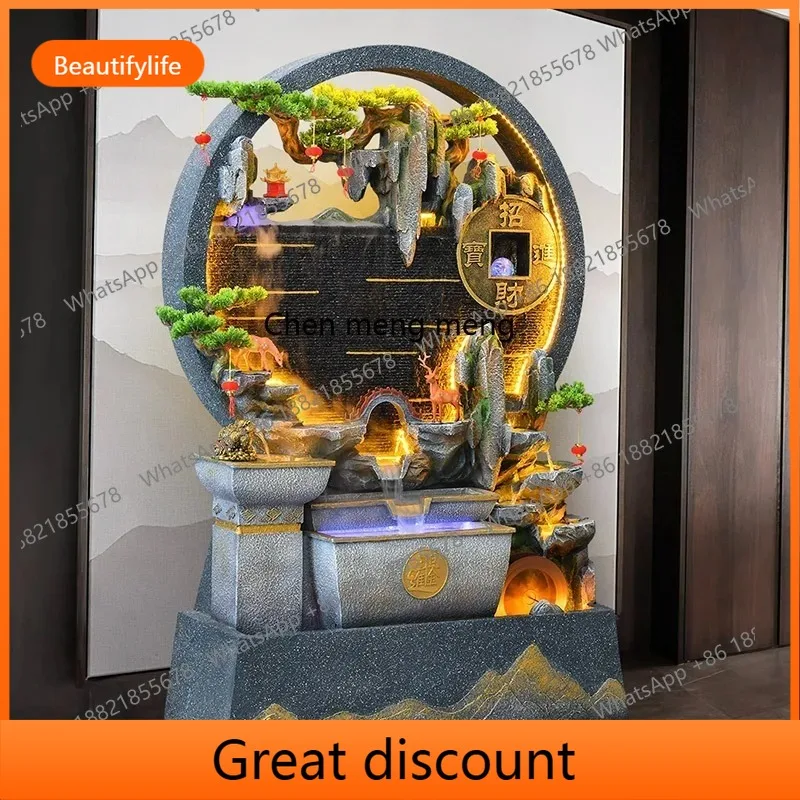 M02 Water curtain wall living room partition rockery fountain landscape outdoor feng shui wheel ornament