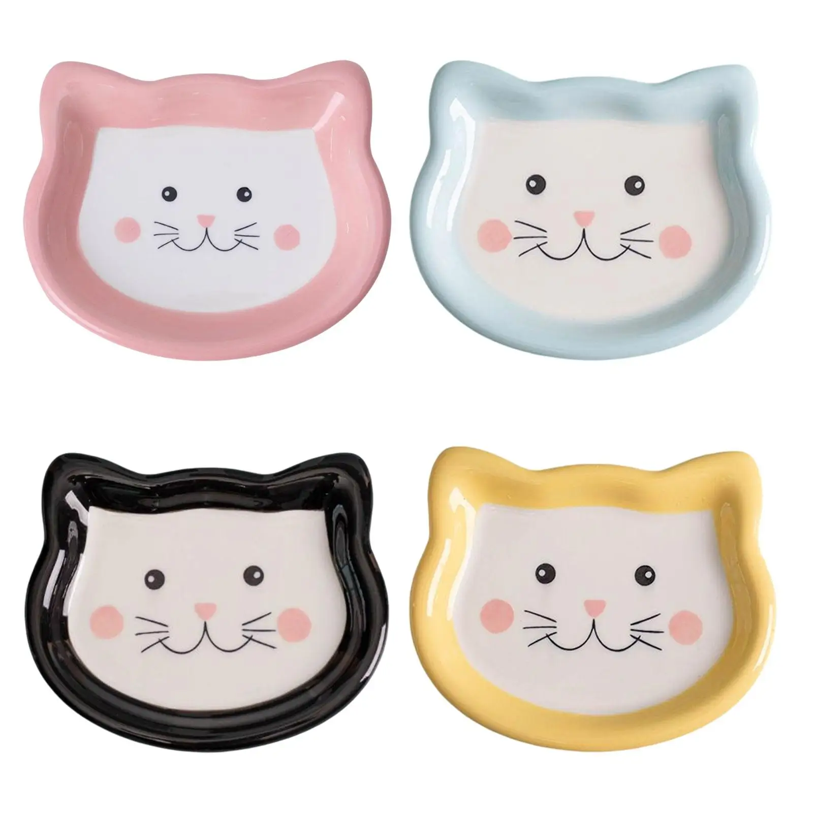 Cat Bowl Dish Eating Feeding Bowl Saucer Shape Easy to Clean Non Skid Small for Cats and Small Dogs Pet Supplies