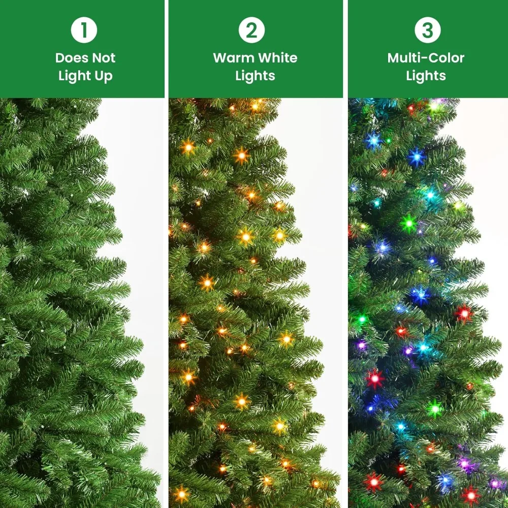 

7.5ft Prelit Artificial Classic Spruce Christmas Tree with Remote Control,470 Warm White & Multi-Color LED RGB Lights