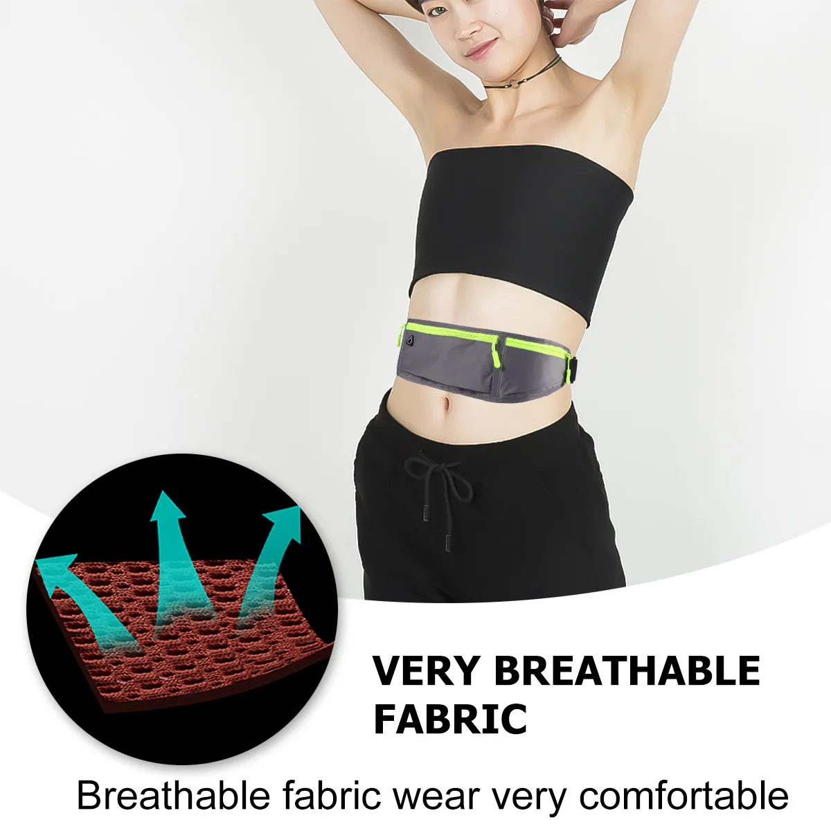 

1Pcs Sports Waist Pouch 3-Compartment Waterproof Running Belt Lightweight Breathable Material Reflective Fabric for Outdoor