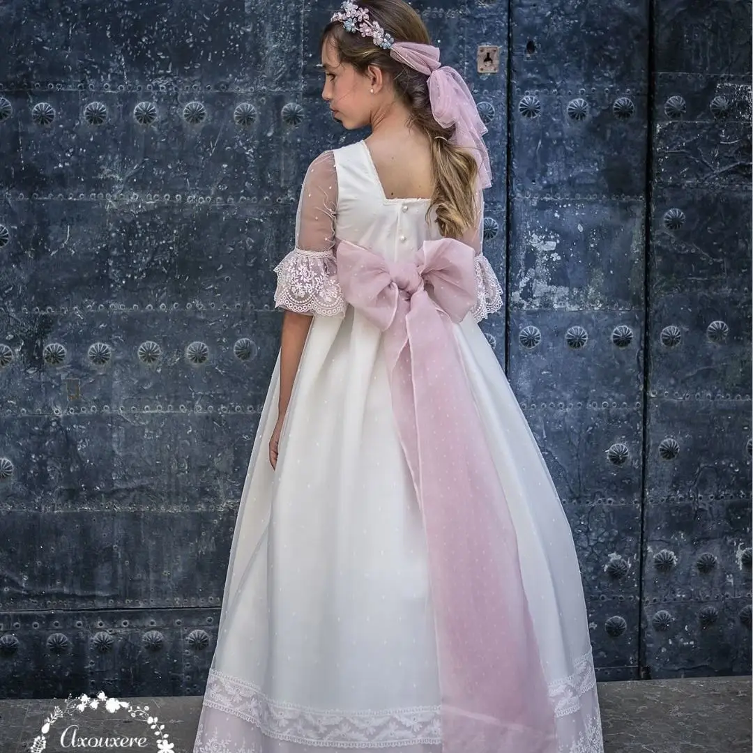 FATAPAESE – robe princesse Vintage en coton pour demoiselle d'honneur, dentelle, ruban Floral, ceinture brodée, pour demoiselle d'honneur, fête de mariage