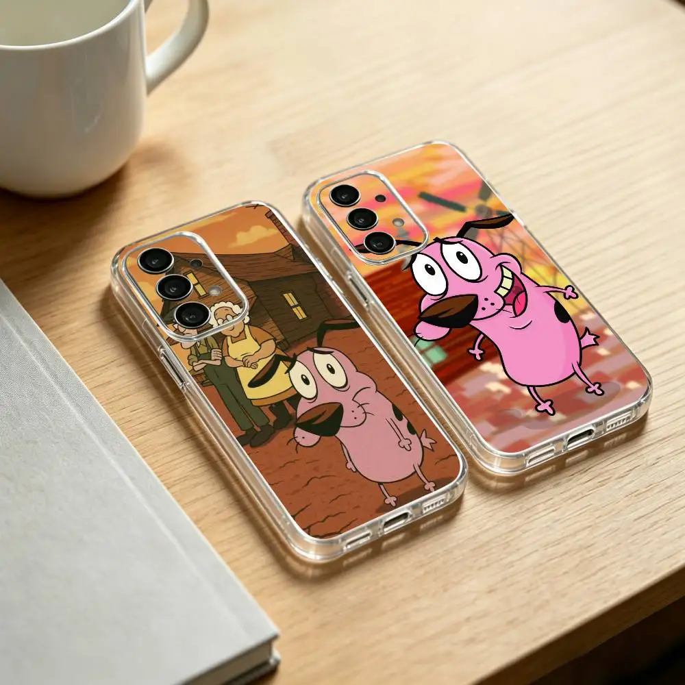 Cartoon C-COURAGE The C-Cowardly D-Dog phone Case For Samsung S25,24,21,22,23,30,Ultra,20,Plus,Fe,Lite,Note Transparent Cover