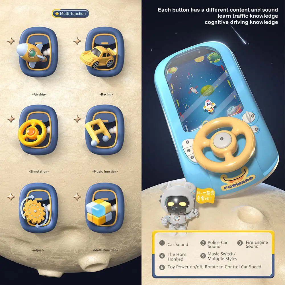 

Musical Steering Wheel Toys for Boys 4-6 Toddler Simulated Driving Racing Car Game with Sound Interactive Educational Learning