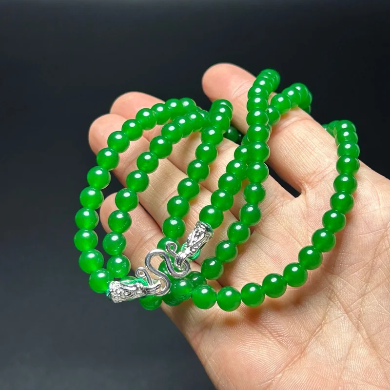 

Natural high ice 108 Beads Green Jade jadeite NelacesPendant 6MM