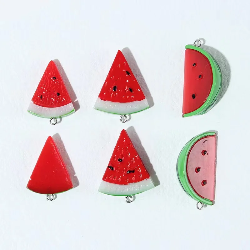 10pcs Cartoon 3D Simulation Watermelon Cute Charms For Pendant DIY Earrings Necklace Jewelry Accessories Finding