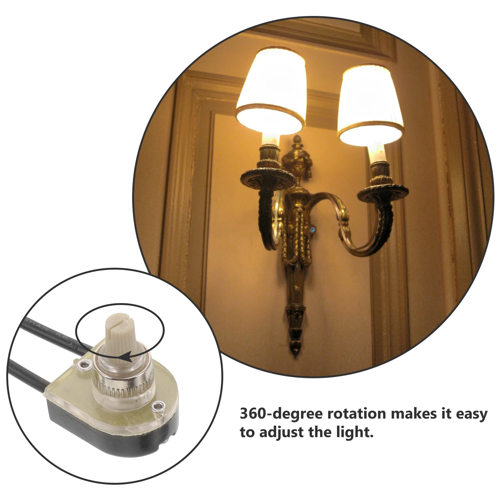 

2Pcs Two-Wire Desk Light Rotary Switch Adjustable 360 Degree Rotation Lamp Knob Switch Table Lamp Accessories Light Knob Switch,