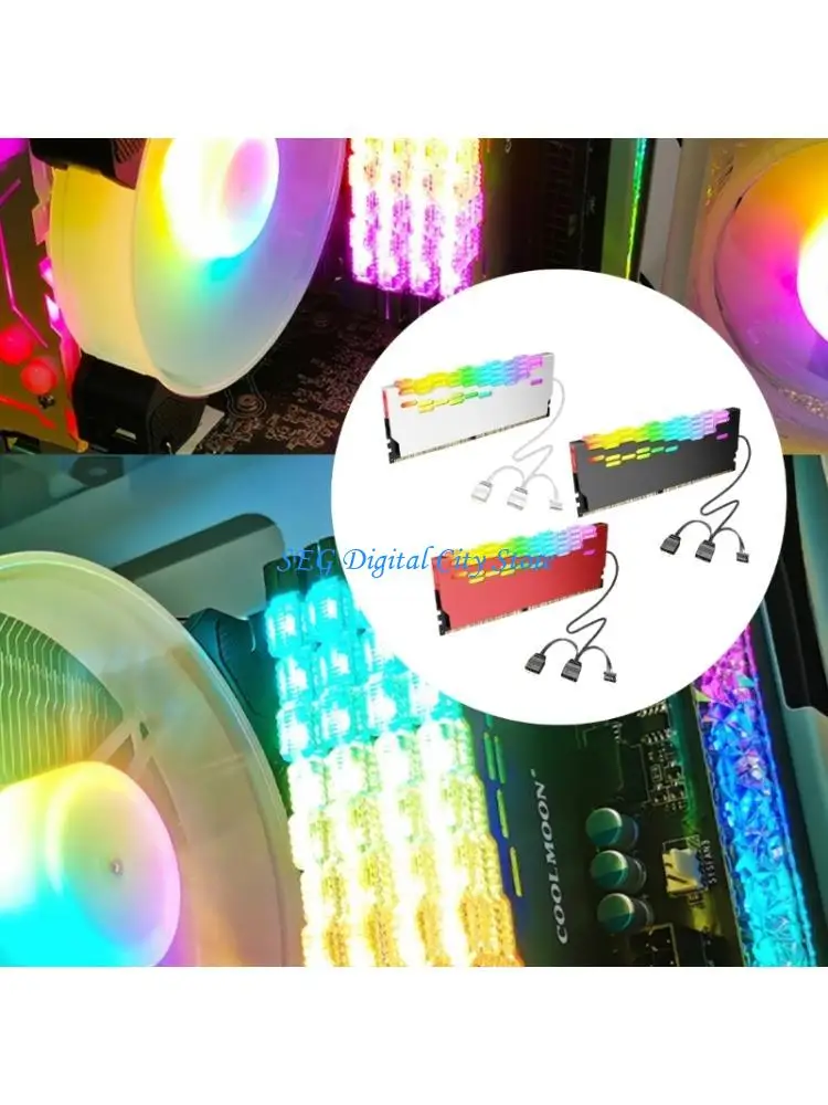 U75B 5V 3Pin ARGB Memory Heat Spreader With 10 LED Lights And Aluminum Alloy Construction For Customizable Lighting