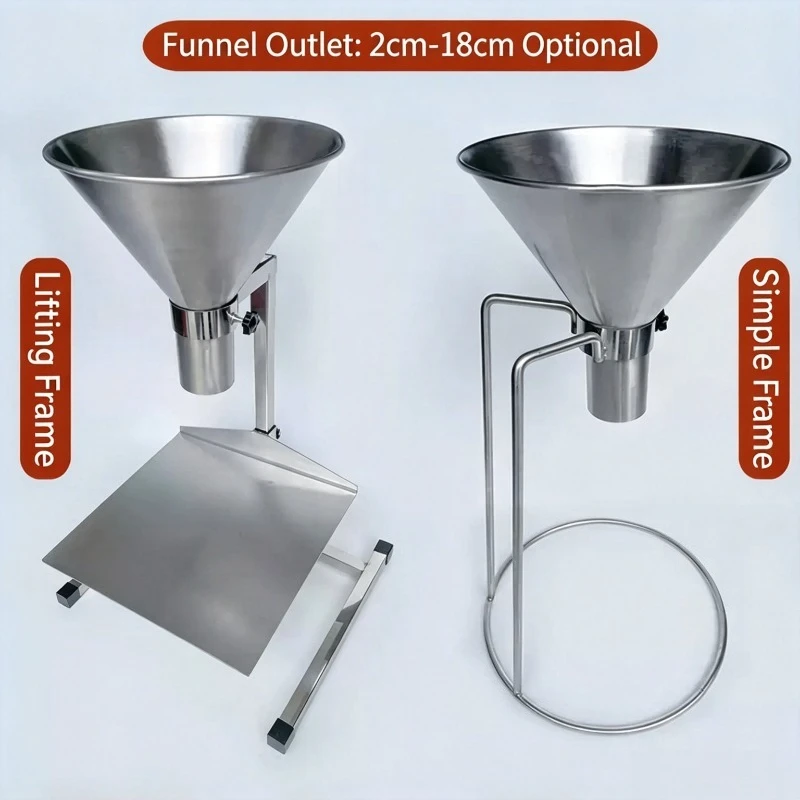 Stainless Steel Wide Mouth Feeding Hopper With Stand And Switch Oil Proof Funnel For Vacuum Bag Packaging Sub Packing