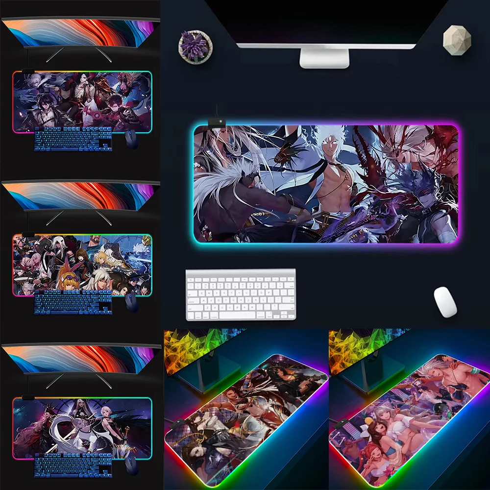 

DNF Dungeon Fighter RGB Pc Gamer Keyboard Mouse Pad Mousepad LED Glowing Mouse Mats Rubber Gaming Computer Mausepad