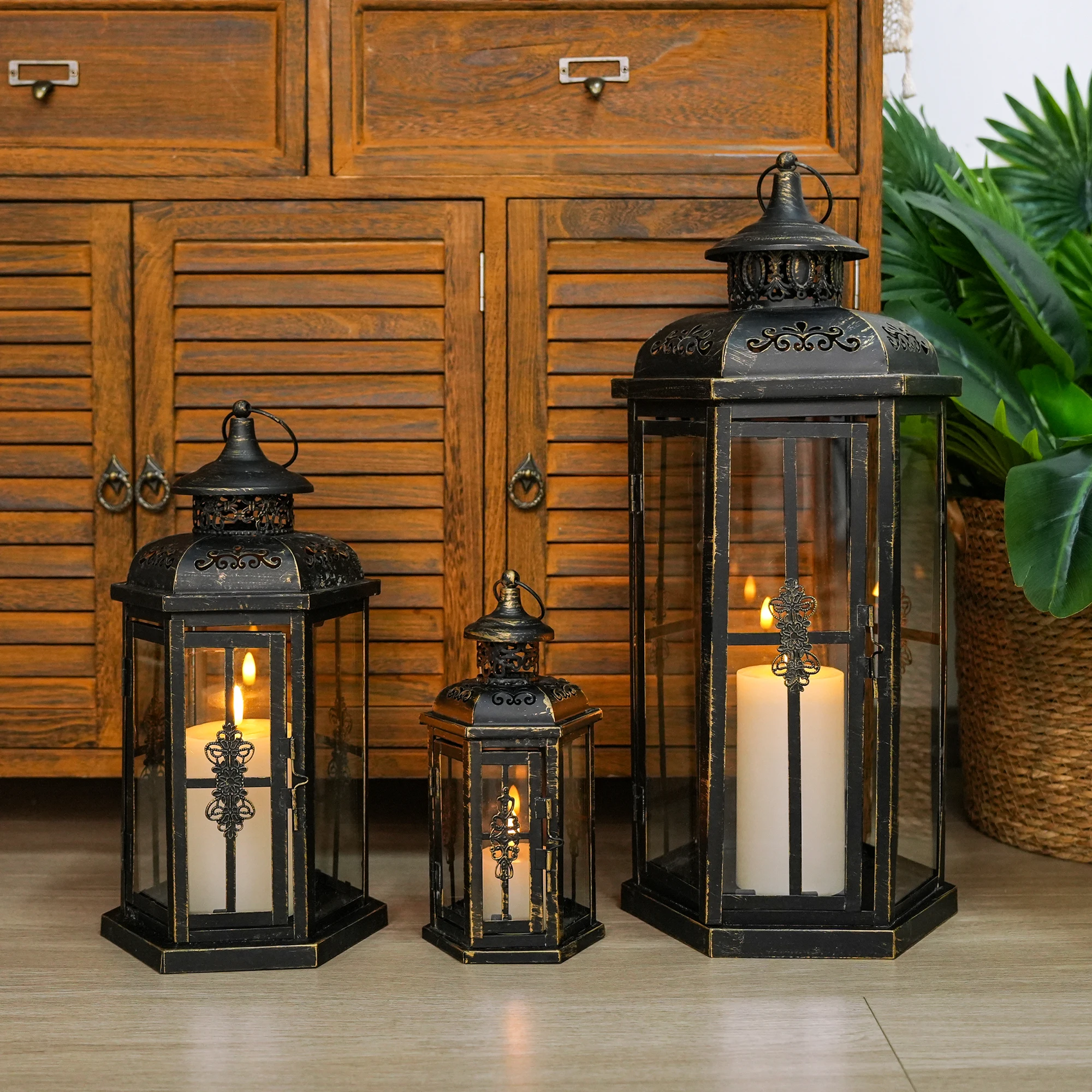 Set of 3 Decorative Candle Lanterns 20''&14