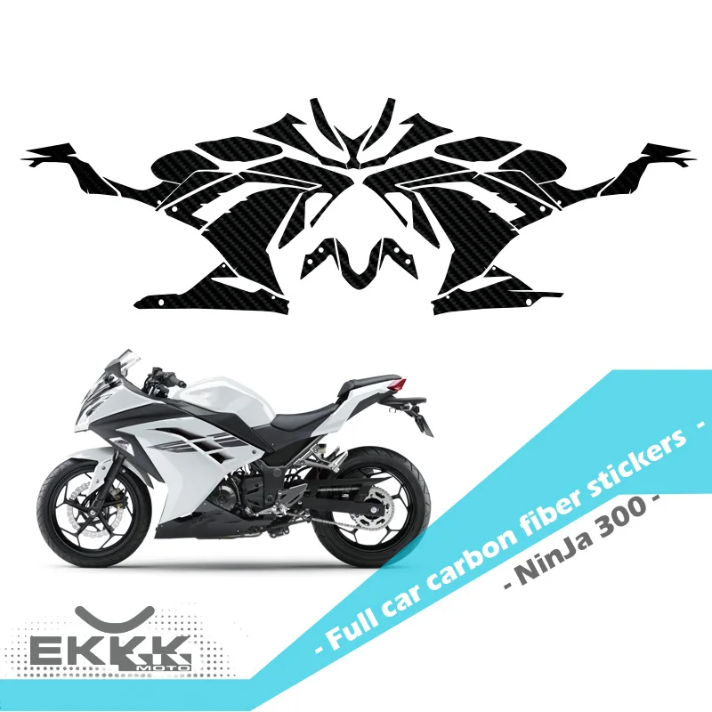 

For Kawasaki Ninja 300 EX300 Full Car Matt Carbon Fiber Protective Film Sticker 1：1 Complete Housing Fairing Protective Film