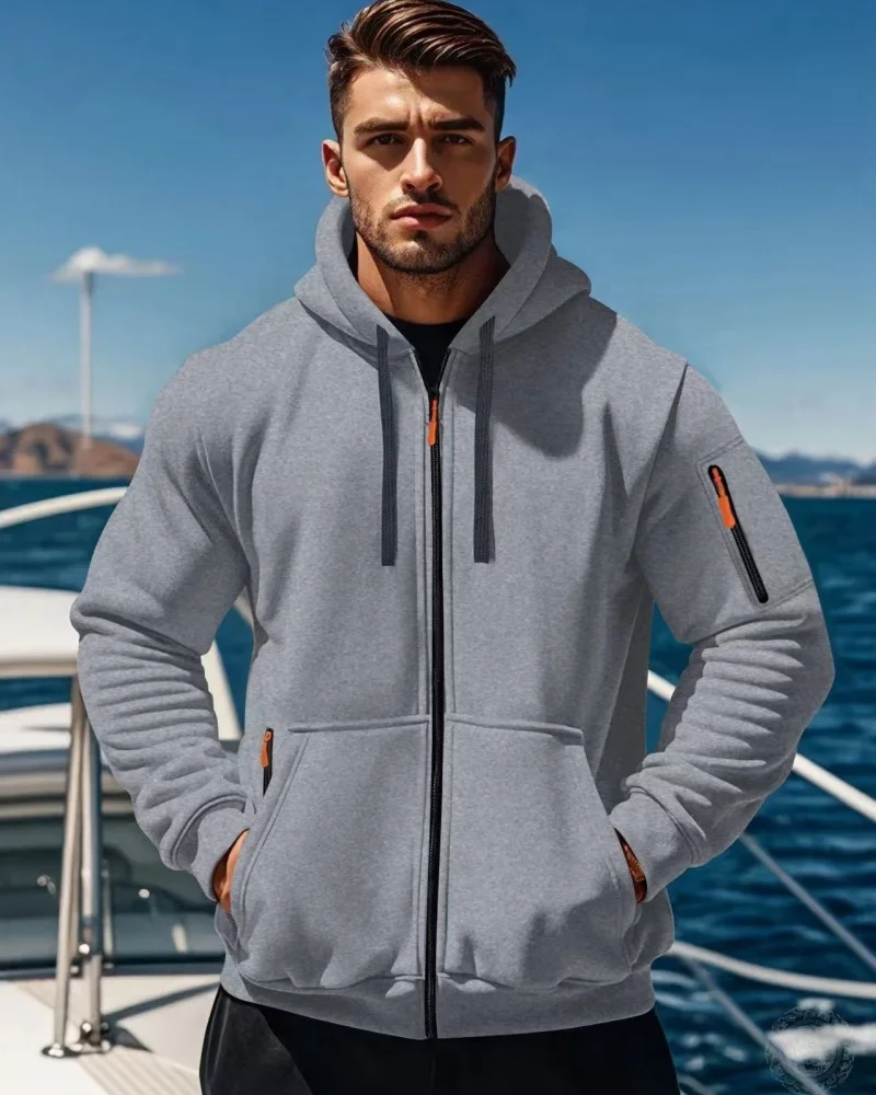 Men's Hoodie Multi Pocket Zipper Casual Sports Hoodie Men/Women Plus Size Loose Pullover Fashion Sweatshirt Long-Sleeve tops
