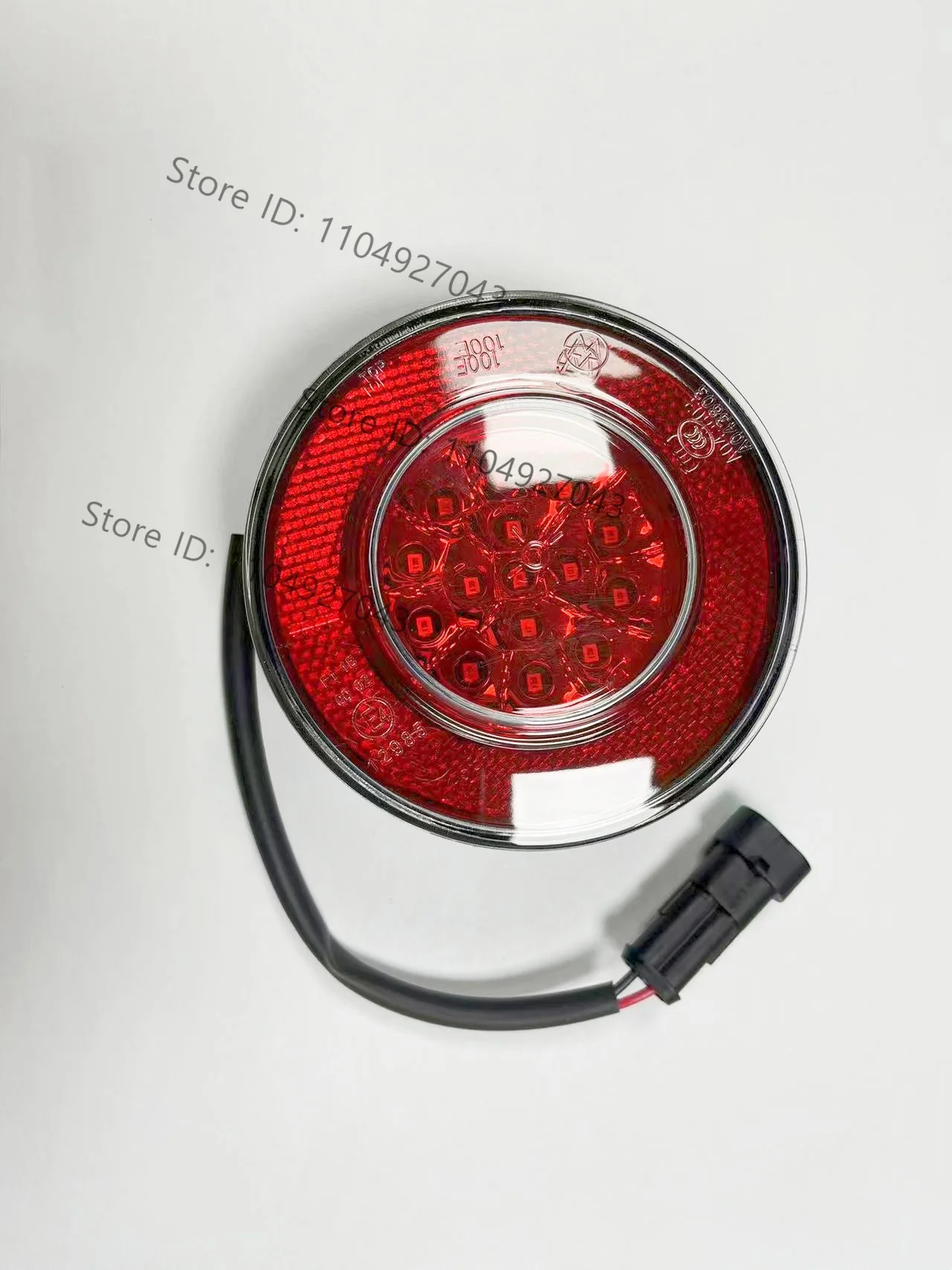 Rear tail light Rear fog light Anti-fog light All red, suitable for buses, buses, coaches, medium buses 10cm round LED24V