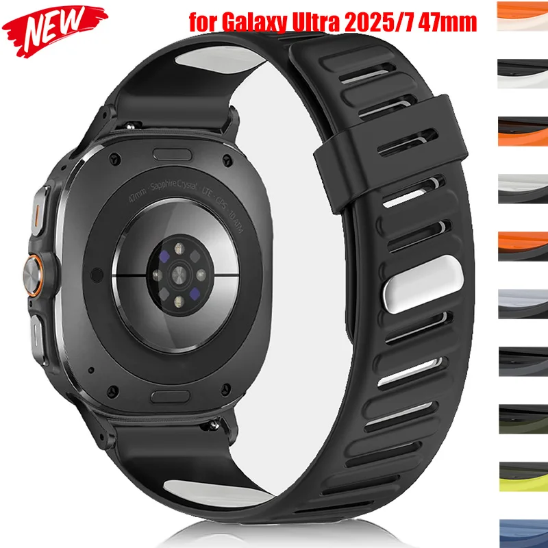 Zweifarbiges Silikonarmband für Samsung Galaxy Watch Ultra 2025/2024 Sportarmband für Galaxy Watch Ultra 47mm Armband Uhrenband