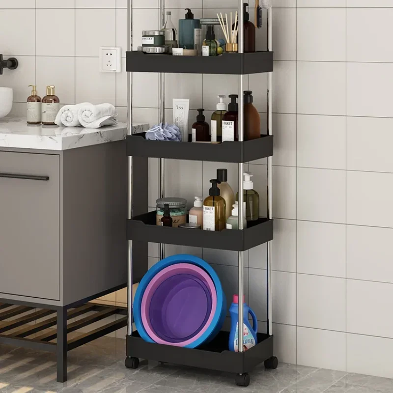 Rolling Storage Cart Mobile Shelving Unit Kitchen Laundry Room Rack Bathroom Organization Living Room Storage Easy Mobility