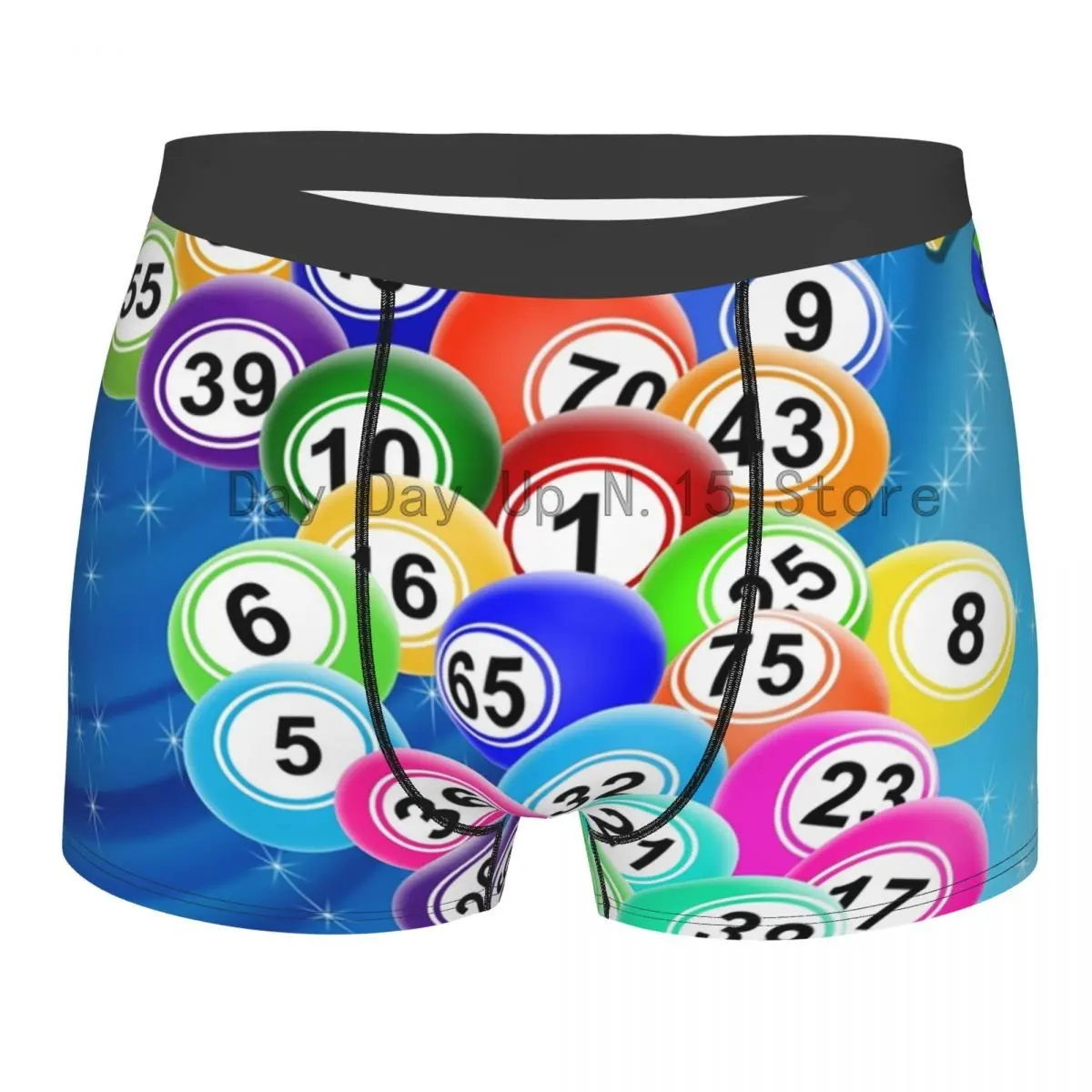 Custom Bingo Balls Underwear Men Stretch Paper Game Boxer Briefs