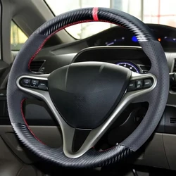 Braid Car Steering Wheel Cover For Honda Civic 8 2005-2011 Old Civic Type R 2004-2011 (3-Spoke) Steering Wrap Car Accessories