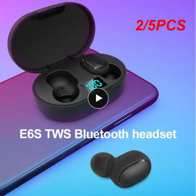 

2/5PCS E6S Fone Earphones Wireless Headphones LED Display Noise Cancelling Earbuds with Mic Wireless Headset