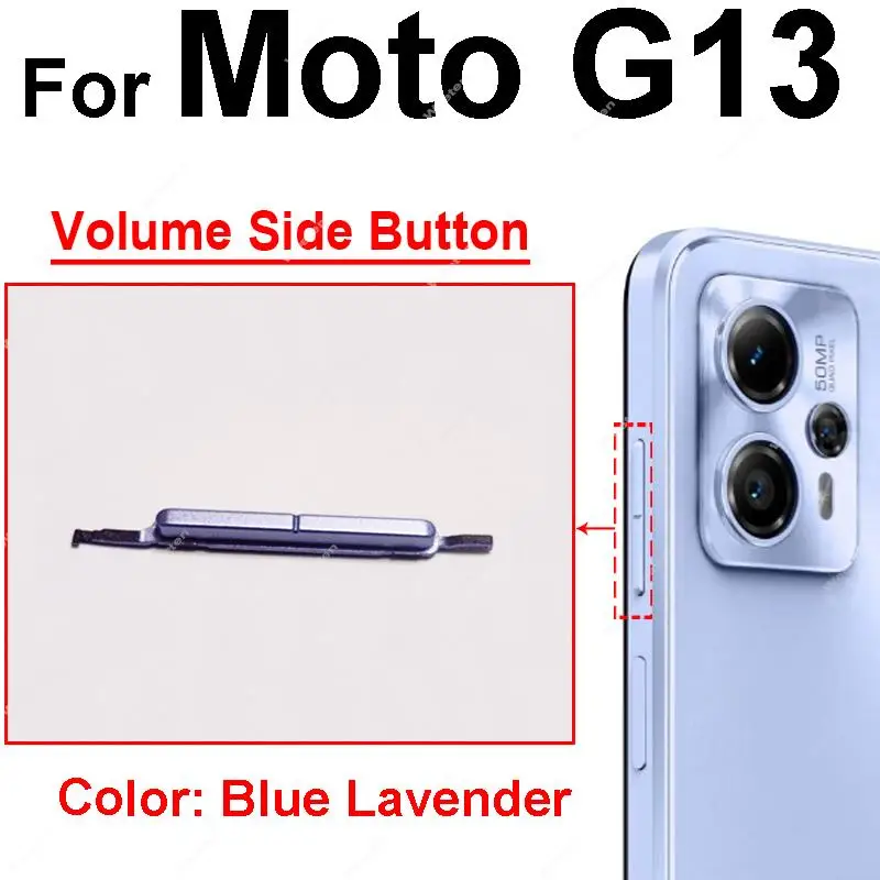 New Volume Side Button For Motorola Moto G13 G23 G53 G73 Up & Down Volume Side Button Key Replacement Repair Parts