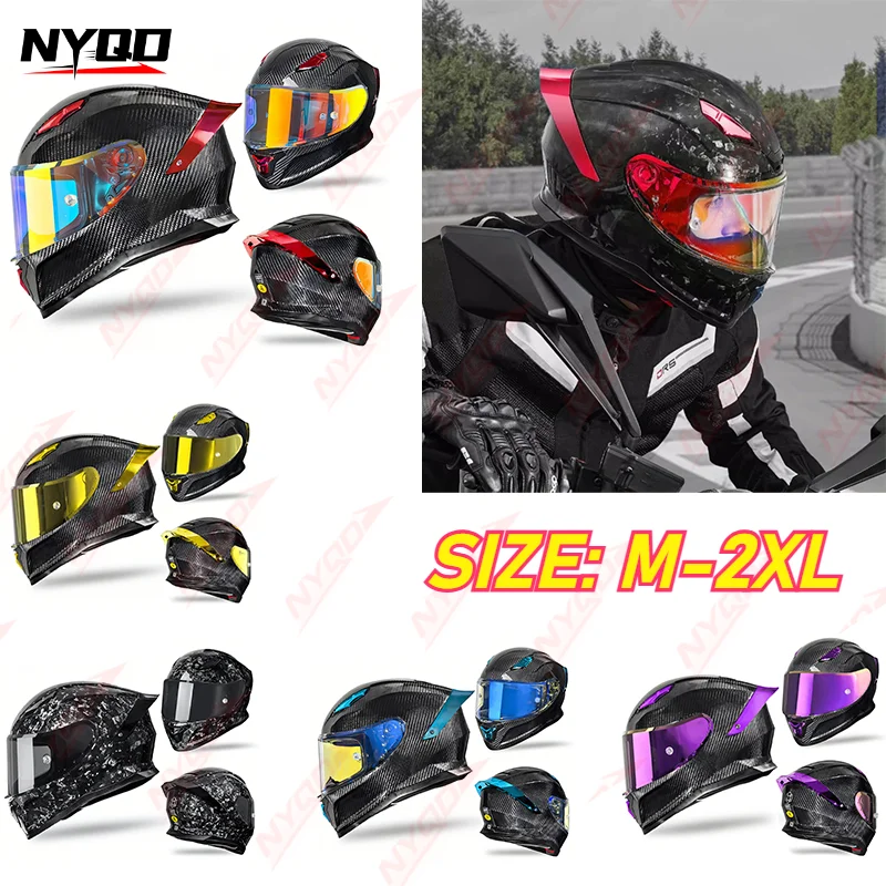 

Carbon Fiber Full Face Motorcycle Helmet Unisex 3C Certified All Season Lightweight Breathable Durable for Scooter Cruiser