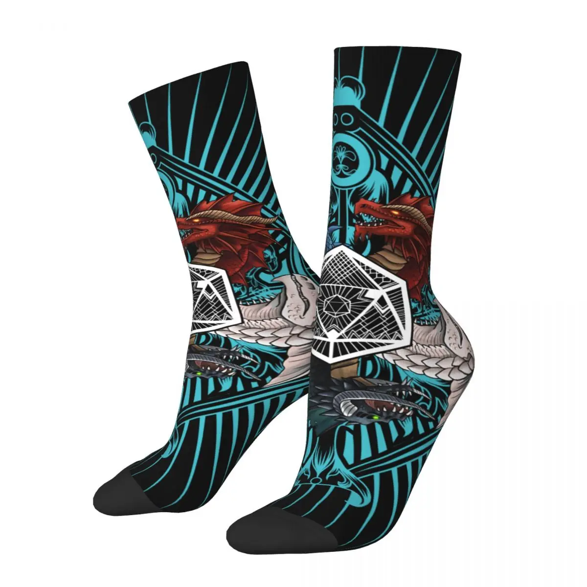 Chromatic Men's Socks Vintage Harajuku Dungeons And Isometric Dragons Street Style Novelty Casual Crew Sock