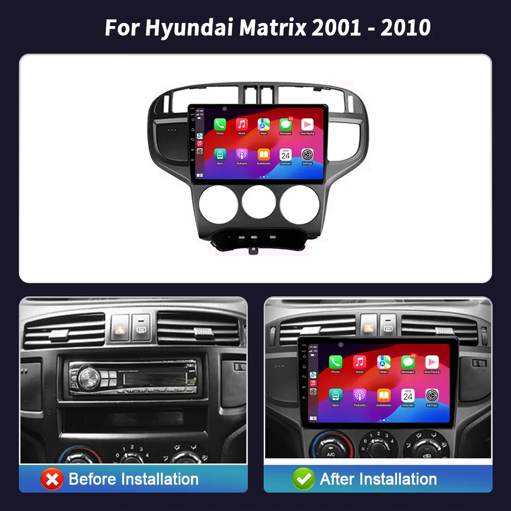 Car Radio Android 14 Multimedia Navigation Wireless Carplay Stereo Screen For Hyundai Matrix 2001 - 2010