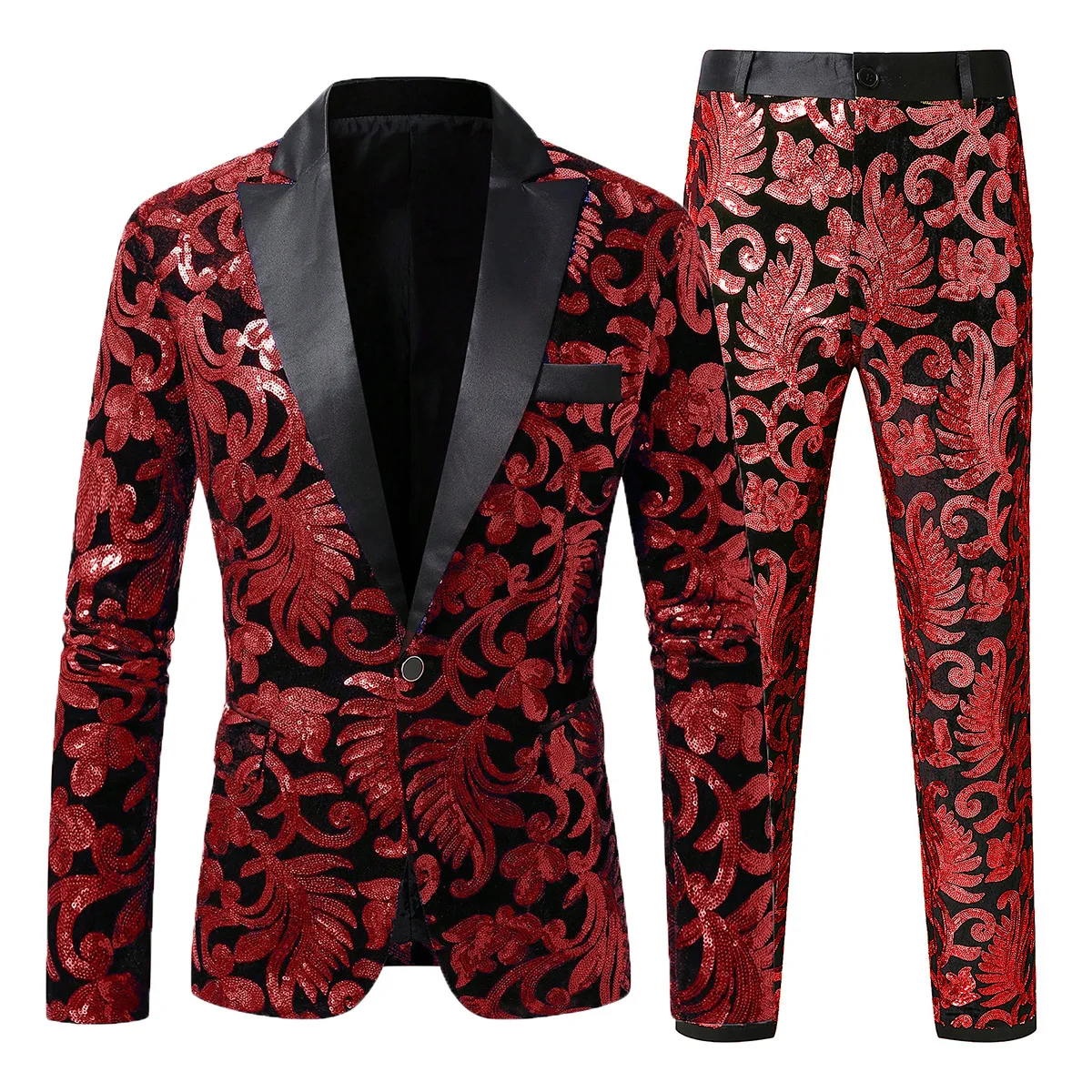 

Men's Slim Fit Suit, Top + Pants Sequin Stage Performance Personalized Suit Suit. 5 Colors Available